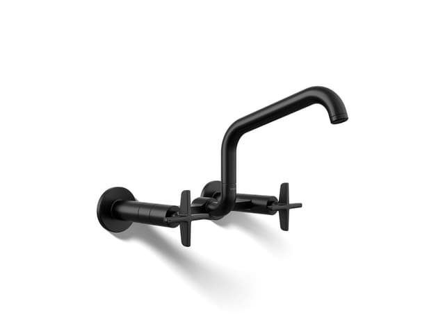 Kohler BilletE Two-hole wall-mount bridge kitchen sink faucet - Matte Black