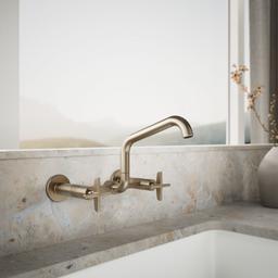 BilletE Two-hole wall-mount bridge kitchen sink faucet - Vibrant Brushed Bronze - image 2