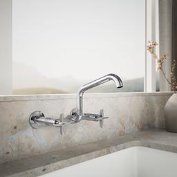 BilletE Two-hole wall-mount bridge kitchen sink faucet - Polished Chrome - image 2