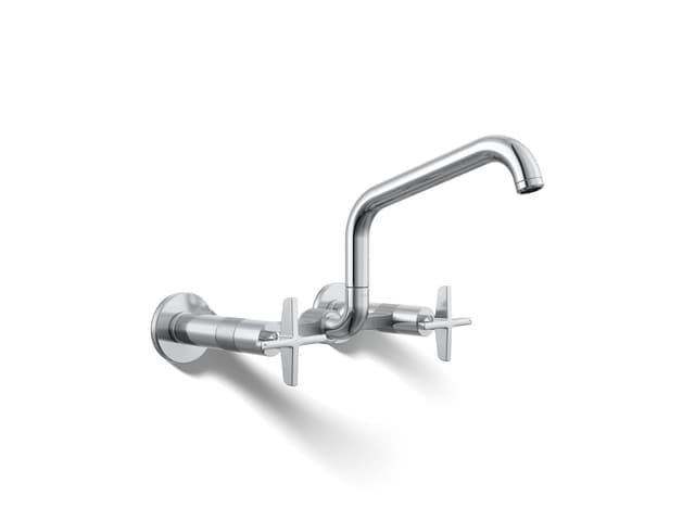 Kohler BilletE Two-hole wall-mount bridge kitchen sink faucet - Polished Chrome