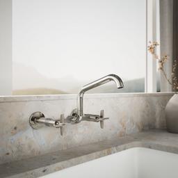 BilletE Two-hole wall-mount bridge kitchen sink faucet - Vibrant Polished Nickel - image 2