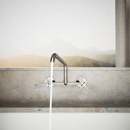 BilletE Two-hole wall-mount bridge kitchen sink faucet - Vibrant Polished Nickel - image 4