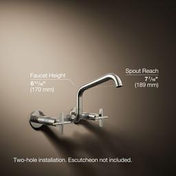 BilletE Two-hole wall-mount bridge kitchen sink faucet - Vibrant Polished Nickel - image 3