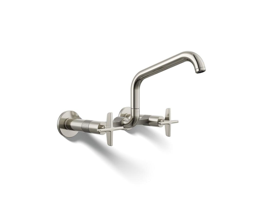 BilletE Two-hole wall-mount bridge kitchen sink faucet - Vibrant Polished Nickel by Kohler