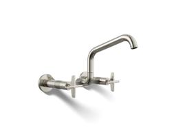 BilletE Two-hole wall-mount bridge kitchen sink faucet - Vibrant Polished Nickel - image 1