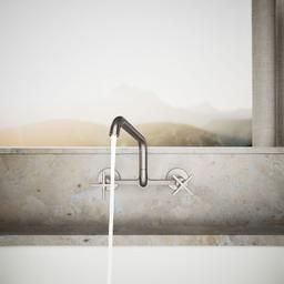 BilletE Two-hole wall-mount bridge kitchen sink faucet - Vibrant Stainless - image 4