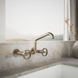 BilletE Two-hole wall-mount bridge kitchen sink faucet - Vibrant Brushed Bronze - image 2