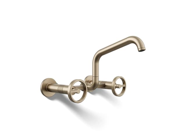 Kohler BilletE Two-hole wall-mount bridge kitchen sink faucet - Vibrant Brushed Bronze