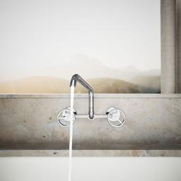 BilletE Two-hole wall-mount bridge kitchen sink faucet - Polished Chrome - image 4