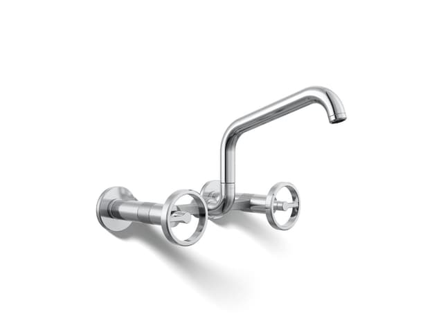 Kohler BilletE Two-hole wall-mount bridge kitchen sink faucet - Polished Chrome
