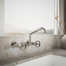 BilletE Two-hole wall-mount bridge kitchen sink faucet - Vibrant Polished Nickel - image 2
