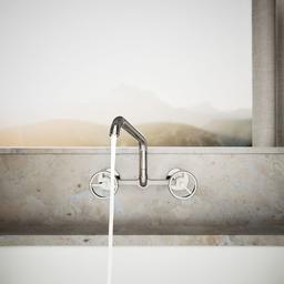 BilletE Two-hole wall-mount bridge kitchen sink faucet - Vibrant Polished Nickel - image 4