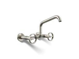 BilletE Two-hole wall-mount bridge kitchen sink faucet - Vibrant Polished Nickel - image 1