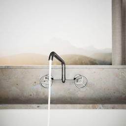 BilletE Two-hole wall-mount bridge kitchen sink faucet - Vibrant Titanium - image 4