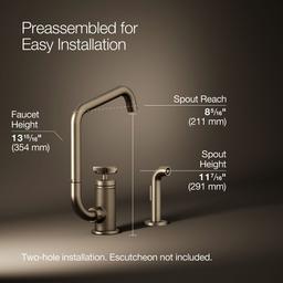 BilletE Single-handle kitchen sink faucet with two-function extended-reach spout and side sprayer - Vibrant Brushed Bronze - image 3