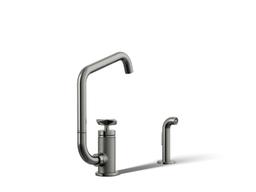 BilletE Single-handle kitchen sink faucet with two-function extended-reach spout and side sprayer - Vibrant Titanium - image 1