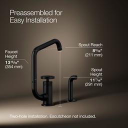 BilletE Single-handle kitchen sink faucet with two-function extended-reach spout and side sprayer - Matte Black - image 3
