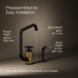 BilletE Single-handle kitchen sink faucet with two-function extended-reach spout and side sprayer - Matte Black With Brushed Moderne Brass - image 3