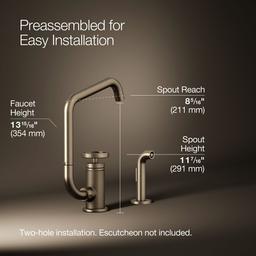 BilletE Single-handle kitchen sink faucet with two-function extended-reach spout and side sprayer - Vibrant Brushed Bronze - image 3