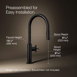 BilletE Pull-down kitchen sink faucet with two-function sprayhead - Matte Black - image 3