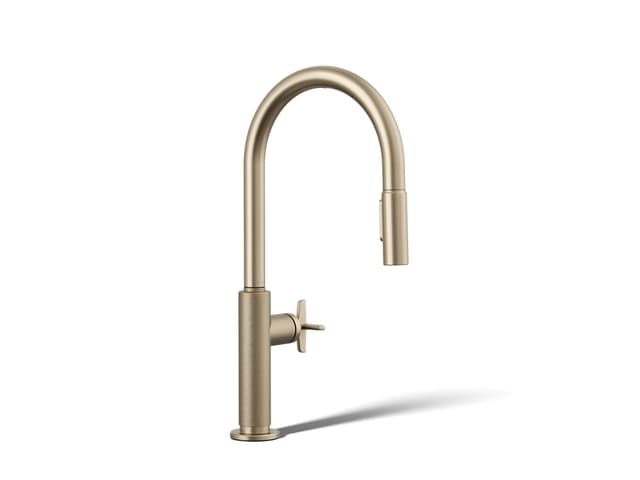 Kohler BilletE Pull-down kitchen sink faucet with two-function sprayhead - Vibrant Brushed Bronze