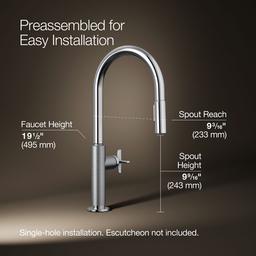 BilletE Pull-down kitchen sink faucet with two-function sprayhead - Polished Chrome - image 3