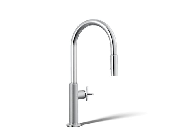 Kohler BilletE Pull-down kitchen sink faucet with two-function sprayhead - Polished Chrome