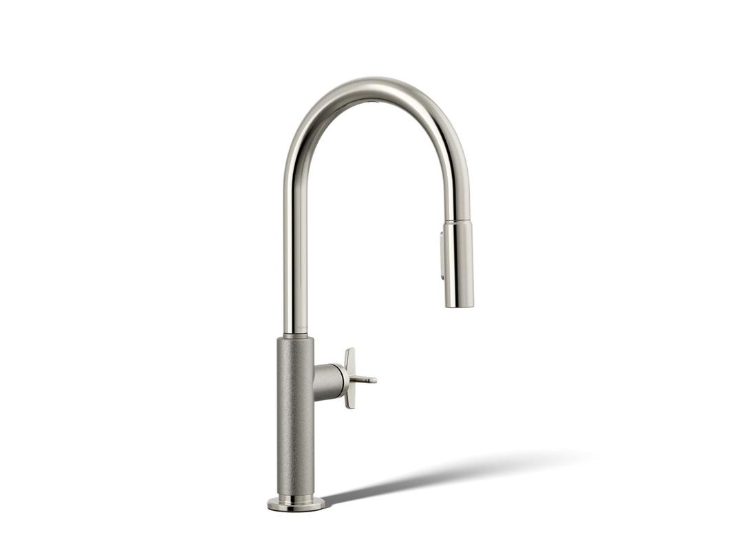 BilletE Pull-down kitchen sink faucet with two-function sprayhead - Vibrant Polished Nickel by Kohler