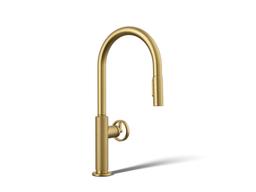 BilletE Pull-down kitchen sink faucet with two-function sprayhead - Vibrant Brushed Moderne Brass - image 1