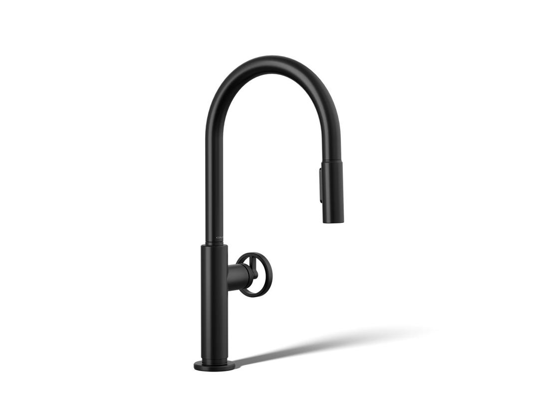 BilletE Pull-down kitchen sink faucet with two-function sprayhead - Matte Black by Kohler