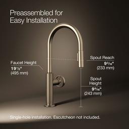 BilletE Pull-down kitchen sink faucet with two-function sprayhead - Vibrant Brushed Bronze - image 3