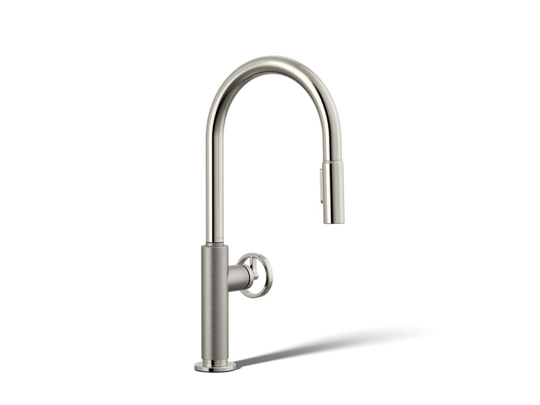 BilletE Pull-down kitchen sink faucet with two-function sprayhead - Vibrant Polished Nickel by Kohler