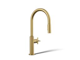 BilletE Touchless pull-down kitchen sink faucet with two-function sprayhead - Vibrant Brushed Moderne Brass - image 1