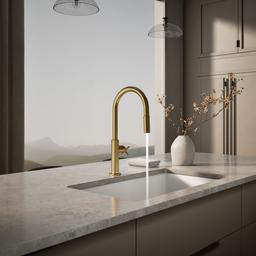 BilletE Touchless pull-down kitchen sink faucet with two-function sprayhead - Vibrant Brushed Moderne Brass - image 4
