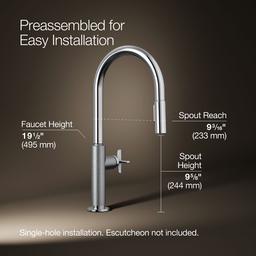 BilletE Touchless pull-down kitchen sink faucet with two-function sprayhead - Polished Chrome - image 3