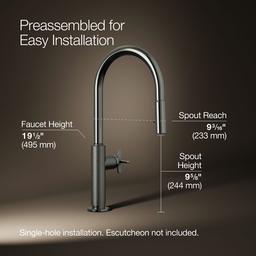 BilletE Touchless pull-down kitchen sink faucet with two-function sprayhead - Vibrant Titanium - image 3