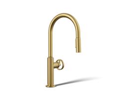 BilletE Touchless pull-down kitchen sink faucet with two-function sprayhead - Vibrant Brushed Moderne Brass - image 1
