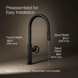 BilletE Touchless pull-down kitchen sink faucet with two-function sprayhead - Matte Black - image 3