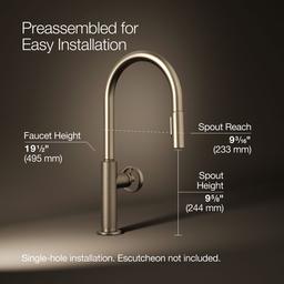 BilletE Touchless pull-down kitchen sink faucet with two-function sprayhead - Vibrant Brushed Bronze - image 3