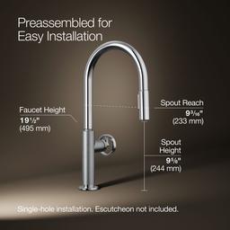 BilletE Touchless pull-down kitchen sink faucet with two-function sprayhead - Polished Chrome - image 3