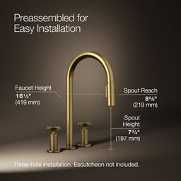 BilletE Pull-down kitchen sink faucet with two-function sprayhead - Vibrant Brushed Moderne Brass - image 3