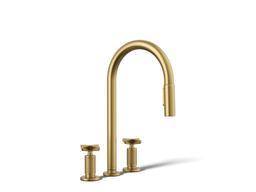 BilletE Pull-down kitchen sink faucet with two-function sprayhead - Vibrant Brushed Moderne Brass - image 1