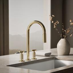 BilletE Pull-down kitchen sink faucet with two-function sprayhead - Vibrant French Gold - image 2