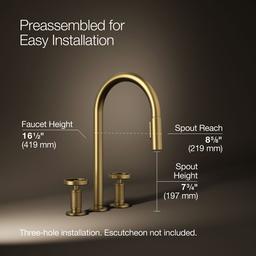 BilletE Pull-down kitchen sink faucet with two-function sprayhead - Vibrant Brushed Moderne Brass - image 3