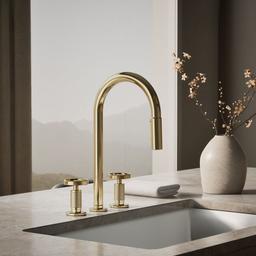 BilletE Pull-down kitchen sink faucet with two-function sprayhead - Vibrant French Gold - image 2