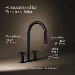 BilletE Pull-down kitchen sink faucet with two-function sprayhead - Matte Black - image 3