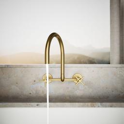 BilletE Two-hole wall-mount bridge kitchen sink faucet - Vibrant Brushed Moderne Brass - image 4
