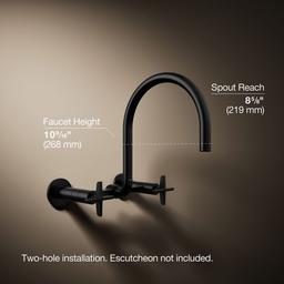 BilletE Two-hole wall-mount bridge kitchen sink faucet - Matte Black - image 3