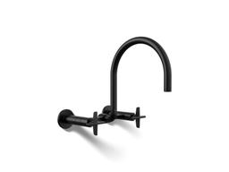 BilletE Two-hole wall-mount bridge kitchen sink faucet - Matte Black - image 1