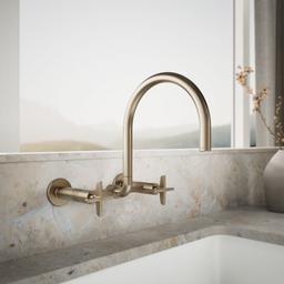 BilletE Two-hole wall-mount bridge kitchen sink faucet - Vibrant Brushed Bronze - image 2